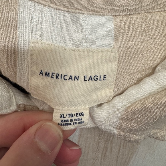American Eagle Outfitters Slightly Sheer Gauzy Striped Button Down Shirt XL EUC - Picture 6 of 8